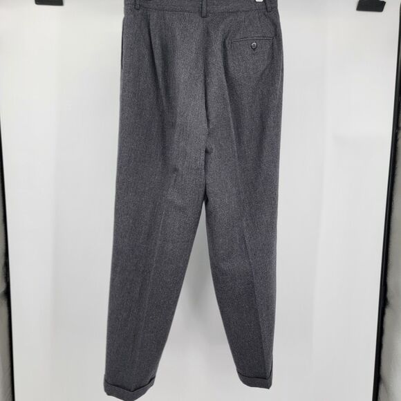 LL Bean Women's Vintage Grey 100% Wool Pleat Front Cuffed Dress Pants Size 12 - Picture 6 of 11